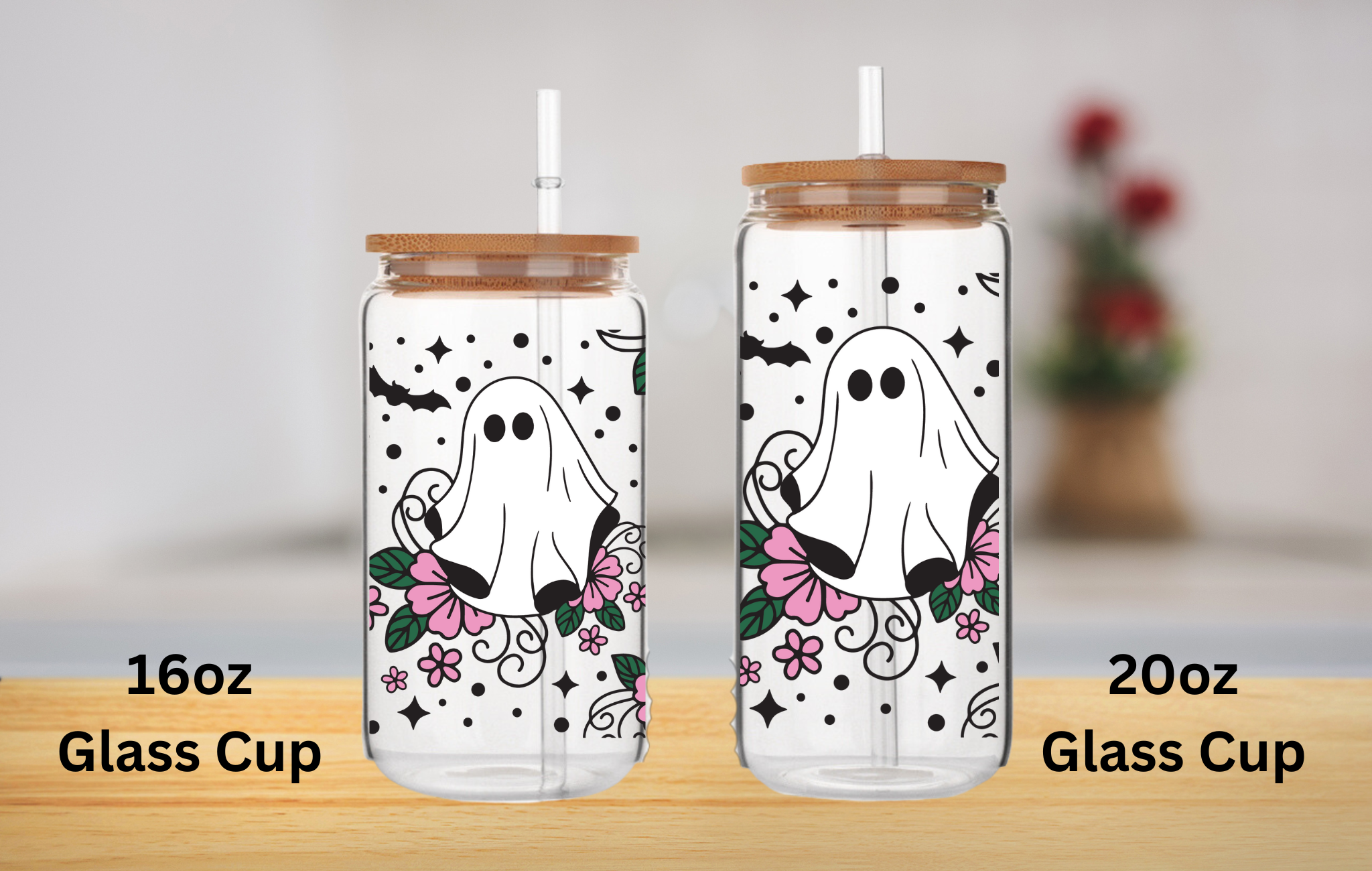 Floral Ghost Libbey Glass Cup – A Castro Creations