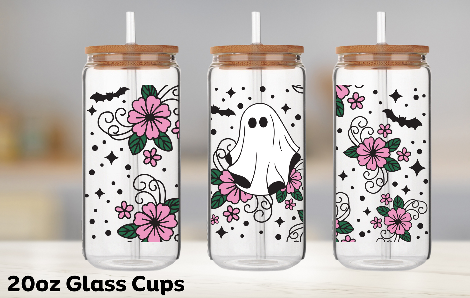 Floral Ghost Libbey Glass Cup – A Castro Creations